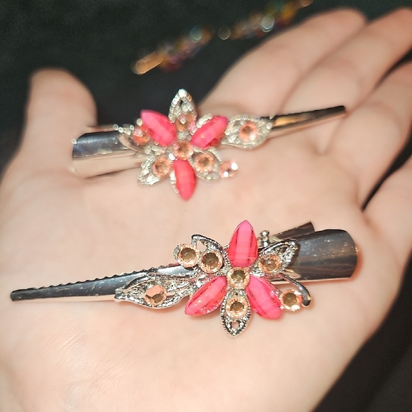 Colorful Rhinestone Hair Clips - Picture 3 of 4